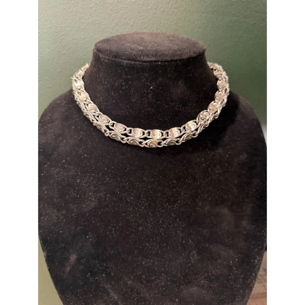 VTG Silver Tone Necklace Lot 3 AVON Chunky Statement Chain 80s 90s Retro